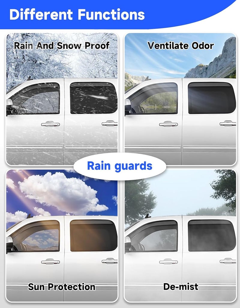 Breejoy in-Channel Window Rain Guards Fit for 2007-2013 Chevy Silverado/GMC Sierra Crew Cab Trucks, Extra Durable Visors Vent Visors Window Deflector Vent Shades Car Accessories-4ps - Image 4